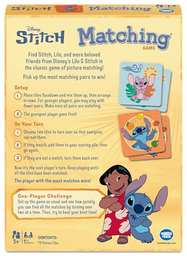 Wonder Forge Disney Stitch Matching Game - Engaging Memory Game for Toddlers and Preschoolers - Fun and Educational for Ages 3+