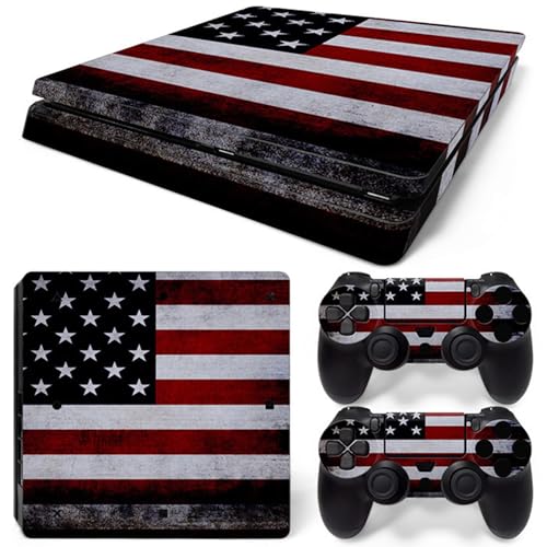 Compatible with PS4 Slim Console Skin USA Flag Vinyl Wrap (Multi) | Game Controller Sticker, Protective Decal Cover - color: Multi