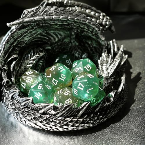 10PCs D20 Polyhedral Dice Set 22mm for DND RPG MTG Dungeons and Dragons Dice (Green+Curry) - color: Green+curry