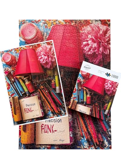 1000 Piece Jigsaw Puzzle for Adults, Colorful Still Life Puzzle | Colorful Still Life with Paintbrushes, Red Lamp and Pink Peony, Photography-Style Art, 19.25 x 26.65 in - color: Pigment & Precision