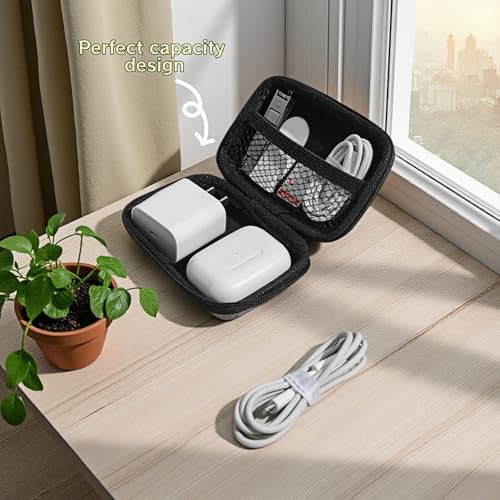 Chinshwehaw Electronic Accessories Organizer Bag: EVA Hard Shell Shockproof, Hard Shell Tech Organizer Case - Water Resistant Travel Storage for Cables Charger Earphones USB SD Card (Rectangle) - style: Rectangle