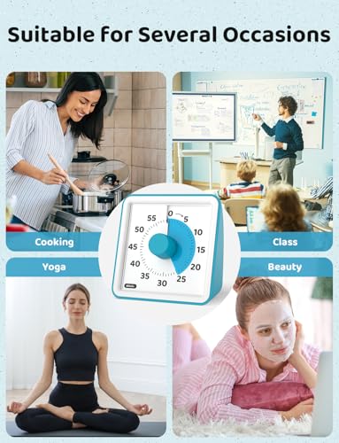 LIORQUE Visual Timer for Kids, 60 Minute Countdown Timer, Dark Blue | Non-Ticking, 3 Volume Levels, Timer for Classroom Kitchen Office ADHD, 2 AAA Batteries Included - color: Dark Blue