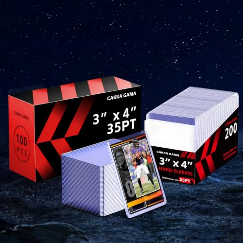 200 Card Sleeves Hard Plastic, Sports Card Holder, Baseball Cards Protectors for Trading TCG MTG PKM Game Cards (100 Hard Sleeve + 100 Soft Sleeve)