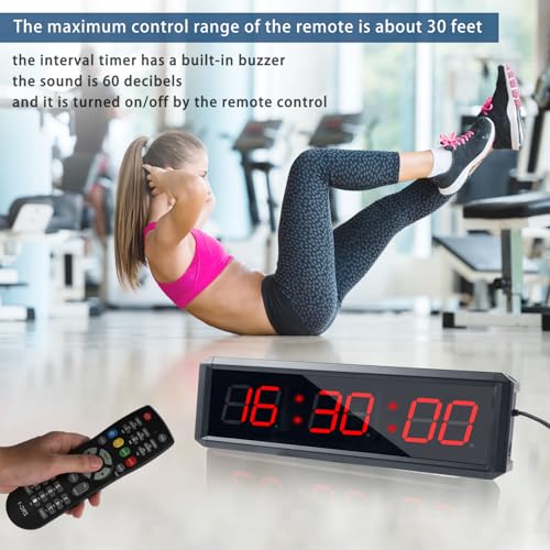 Fitness Timer with Stopwatch Button, Suitable for School/exam/Home Exercise/Gym/Gym SMAHEAT Electronic Fitness Timer (1.5 inch six-Digit All-red) - color: 1.5 Inch Six-digit All-red