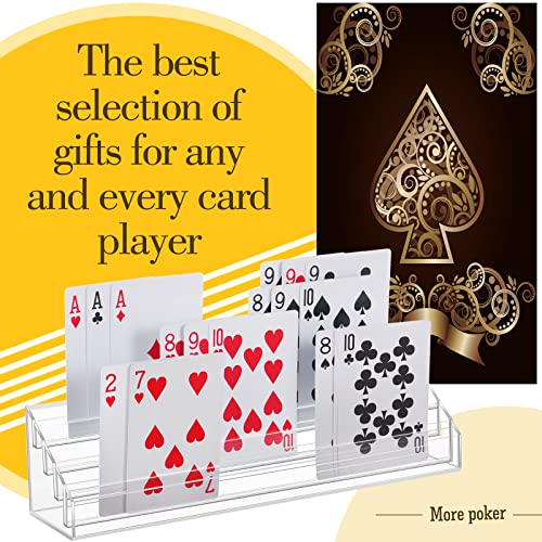 Yerliker 2 Pcs Playing Card Holders for Playing Cards, Acrylic Card Organizers, 4 Slots Tray Solid Game Stands Accessories for Seniors Adult Bridge, 10 x 2.3 x 2.3 Inch