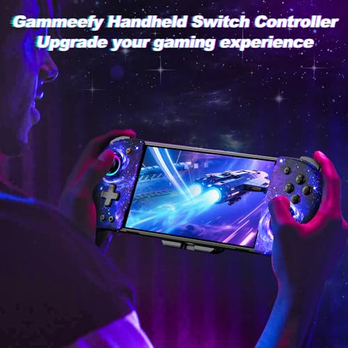 Gammeefy Switch Controller – Hall Effect Joysticks & Enhanced Grip – One Piece Switch Joypad Replacement Switch Pro Controller with 8-Color RGB Lighting, Turbo, Macros - Starry Sky, 6.2"/7" - color: Starry Sky, size: 6.2"/7"
