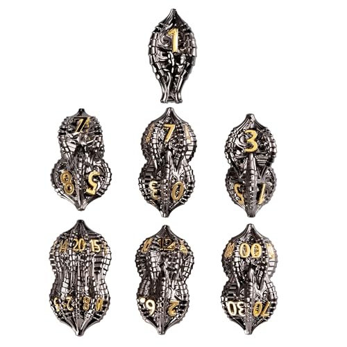 7-Piece Metal Dice Set DND Dice with Dragon Claw Design - Perfect for Dungeons & Dragons RPG Tabletop Role-Playing Games - color: Dragon Claw-black Gold