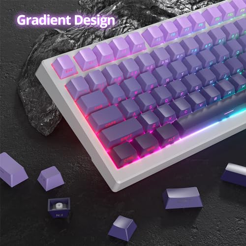 Guffercty kred Gradient Purple 133-keys PBT Cherry Profile Double Shot Backlit Side Printed Keycaps for Gaming Keyboard - color: Gradient Purple