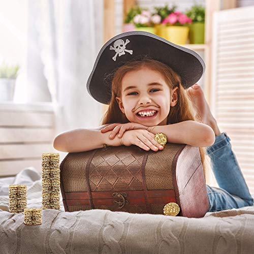 Leib Games Large Gold Metal Pirate Coins - 35 Leprechaun Metal Gold Coins for St Patricks Day, Game Tokens, Toys & Cosplay - Fake Tokens Set for Pirate Treasure Chest - Diameter: 1.18" - size: 35 Pcs