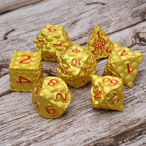 Dragon Scale Metal Dice Set-Dragon Claw,with Gift Metal Box for TTRPG Tabletop Gaming,Dungeon Masters,RPG Adventures(Yellow) - color: Yellow