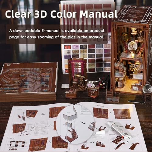 MiniCity Beyond Library Book Nook Kit, DIY Wooden Bookshelf Model with LED | Create a private library for display; LED, dust cover, glue/tools and guide included; 520 pieces, 8-10 hr build, ages 14+. - style: Beyond Library