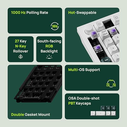 Keychron Q0 HE Wireless Magnetic Switch Number Pad, Hall Effect Numpad with Rapid Trigger, 2.4 GHz/Bluetooth/Wired Aluminum QMK Programmable Knob Hot-Swappable RGB Gaming for Mac Windows Linux-White - color: White