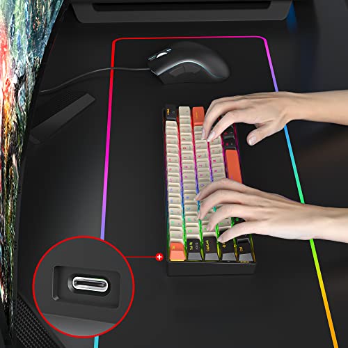 60% Mechanical Keyboard 61-Key Wired Gaming Keyboard with Red Switch RGB Lighting Effect PBT Keycaps Ultra-Compact Mini Keyboard Suitable for Win/Mac(61 Carbon) - color: 61 carbon/Red Swicth