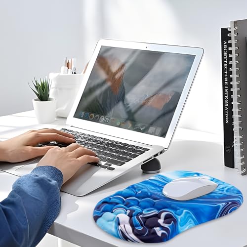Mouse Pad Wrist Support, Ergonomic Mouse Pad with Wrist Rest, Comfortable Computer Mouse Pad for Laptop, Pain Relief Mousepad with Non-Slip PU Base Ocean Blue - color: Ocean Blue