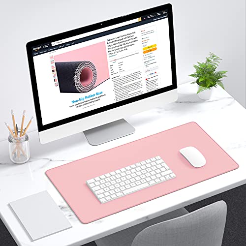 Dapesuom Large Mouse Pad, Extended Gaming Mouse Mat with Stitched Edges, Full Size Desk Mats with Non-Slip Base, Computer Big Desktop Keyboard Pad for Gamer, Laptop, Office, 23.6 x 11.8 in, Pink - color: Pink, size: 23.6L x 11.8W inches