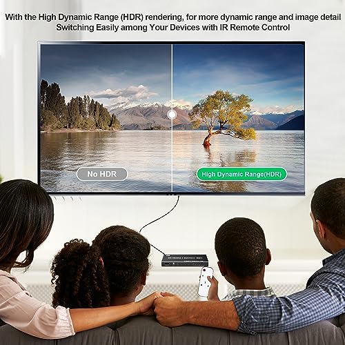 8K HDMI Splitter HDMI Switch 4K 120Hz - 5 in 1 Out hdmi switcher 8K 60Hz 4K 120Hz Splitter with Remote 3D HDR10+ HDCP 2.3 CEC, Use for PS5/4/3 Xbox Nintendo Switch DVD Roku Apple TV Fire Stick PC