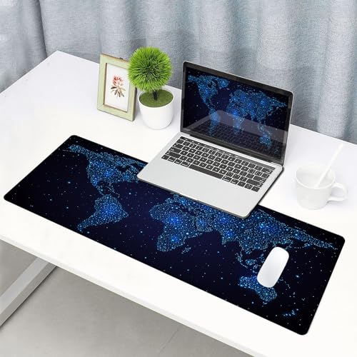 Large Gaming Mouse Pad with Stitched Edges, Desk Pad Extended Keyboard Mat, Non-Slip Rubber Base Mousepads for Laptop, Office, Home, 31.5X11.8 inch Galaxy World Map - color: 25 Galaxy World Map