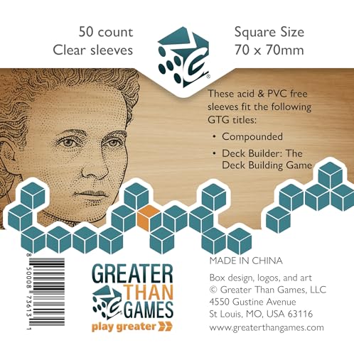 Greater Than Games | Square Size Card Sleeves | 70x70 mm | Acid Free & PVC Free | Card Game Protective Accessory | Includes 50 Sleeves - style: Square (70x70)