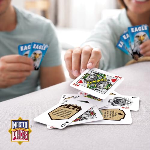 Masterpieces Eagle Playing Cards Deck - Animal Themed Standard 54 Card Deck, Unique Eagle Face Cards & Jokers, Retro Style, for Families & Adults - style: Eagle