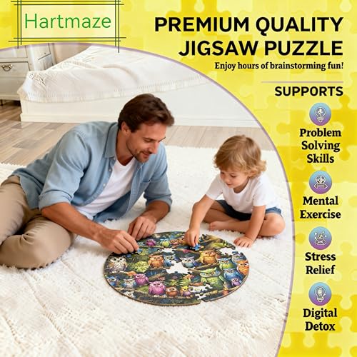 Hartmaze Wooden Jigsaw Puzzle - Owls Cozy Habitat, 178 Unique Irregular Pieces, 11.2x11.2 Inch, Exquisite Wooden Gift Box, Challenging Art Puzzle for Adults & Kids Ages 8 and Up - color: Owls Cozy Habitat