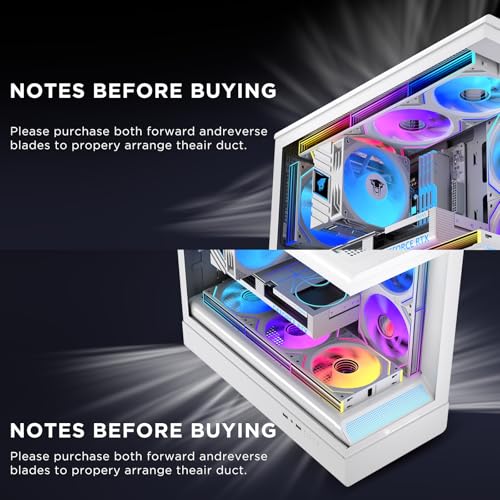 Interstellar V2 120mm PC Reverse Blade Case Fan Infinity Mirror Module Daisy-Chain ARGB Fan Triple Pack with Controller Suitable for Computer Case & 360mm AIO Cooler(White) - color: V2 White Reverse-1Piece