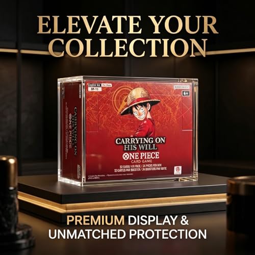One Piece Booster Box Acrylic Case Compatible with English OP-04–OP-16 | 5mm Clear Acrylic With 12 Strong Magnets, UV- And Dust-Resistant Protection, Magnetic Top Lid, Case Only - size: Acrylic Case for USOP(5.8"Lx2.65"Wx4.7"H)