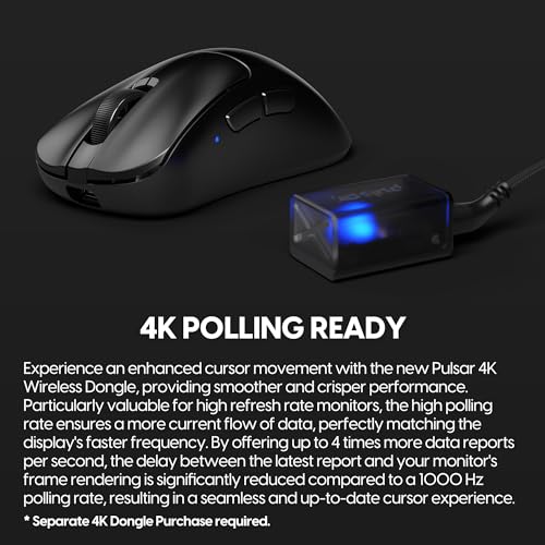 Pulsar Gaming Gears - Xlite v3 Medium Wireless Gaming Mouse, Ultra Lightweight 1.94 oz (55 g), Ergonomic, Optical Switches, PAW3395 Optical Sensor (Medium, Wireless, Black) - color: Black, size: Medium, style: Xlite V3