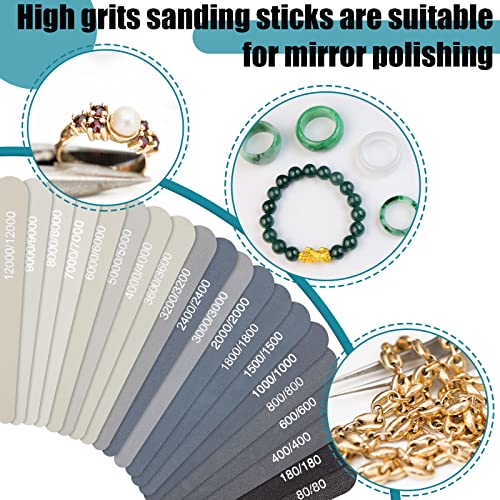 Honoson 20 Pcs Sanding Sticks for Plastic Models 3D Print Polishing Sticks Assorted Metal and Wood Sanding Tools Accessory for Model Craft Amateur Beginner(Low Grits and High Grits,Water Drop Style) - style: Water Drop Style