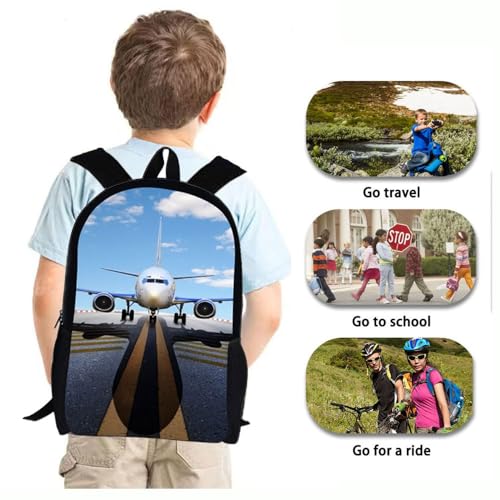 Plane Backpack 17 Inch Student Book Bag for Kids Boys Mens Aircraft Design - color: Plane Backpack 6