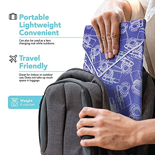 Foto&Tech Flexible Magic Cloth Wrapper, Anti-Scratch Camera Lens Book Wrap Travel Case, Compatible with DSLR Camera Lens Laptop Smartphone Tablet Gaming Consoles - color: Navy Blue Camo, size: 20.50 x 20.50 Inch