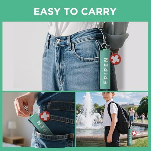 Portable EpiPen Carry Case, Insulated Emergency Medical Bag Maintain Med effectiveness, Fits 1 EpiPen, Asthma Inhaler, Auvi-Q, Allergy Medication, Travel EpiPen Holder for Adults or Kids (Green) - color: Green