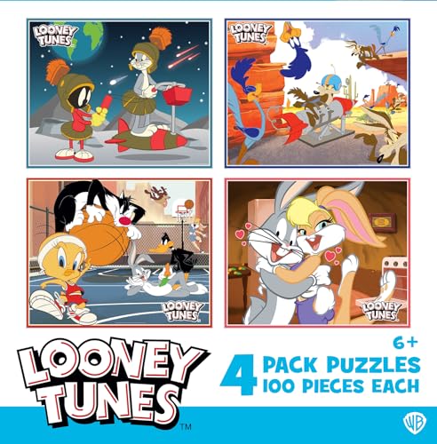 MasterPieces Puzzle Set - 4-Pack 100 Piece Jigsaw Puzzle for Kids - Looney Tunes 4-Pack - 8"x10" - style: Looney Tunes