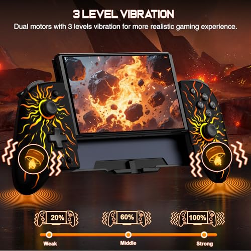 LIFUFUTEE Switch Controllers, Wireless Switch Pro Controller Replacement for Nintendo Switch Controller/OLED, Hall Effect One-Piece Joypad Controller with Programmable/Dual Vibration/Turbo/Wakeup - color: Black Rainbow, size: Switch 1 - 6.2"/7"