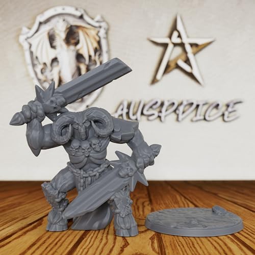 Tabletop Unpainted Miniatures for Fantasy Role Playing & TTRPG - 32mm Scale Dark Warrior Minis Figurine for Dungeon Masters, Miniature Game RPG Accessory Figure - 5.6cm Demon Warrior (AS288)