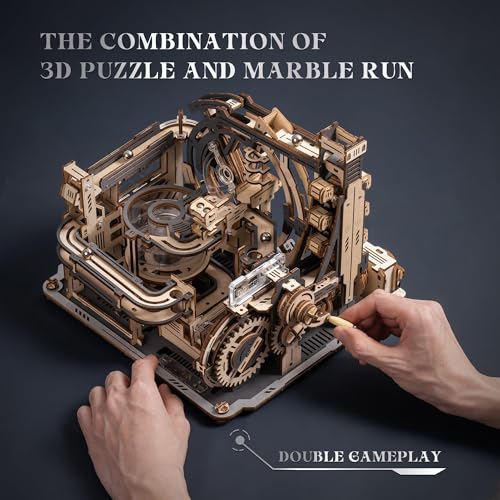 ROKR 3D Puzzles for Adults, Electric Model Kits Marble Spaceport LGC01, 472pcs Marble Run Brain Teaser Wooden Puzzles Building Toy, Desk Decor Creative Birthday Gifts for Men/Women 14+