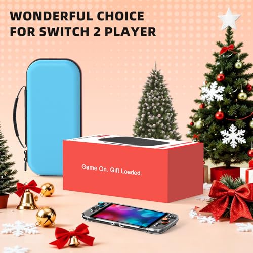 Switch 2 Accessories Bundle, 30-in-1 Kit for Nintendo Switch 2, Blue | Carrying Case, Controller Charger Dock, Grips for JoyCon, Steering Wheels, Wrist &Leg Strap, Switch 2 Console Protective Case - color: Blue (30Pcs)