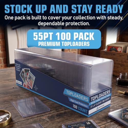 Premium Seamless 20PT - 360PT Thick Top Loaders for Cards | Top Loader Card Holder, Baseball Card Sleeves Hard Plastic, Hard Trading Cards Sleeves, TCG Sports Sleeve Hards, Toploader Clear Plastic. - style: 55PT - 100 Count