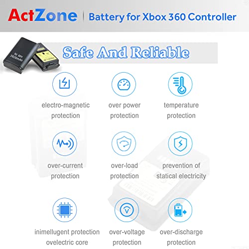 4pcs 4800mAh Battery Compatible with Xbox 360 Controller Battery Including 2-in-1 Battery Charger Station Stand Base