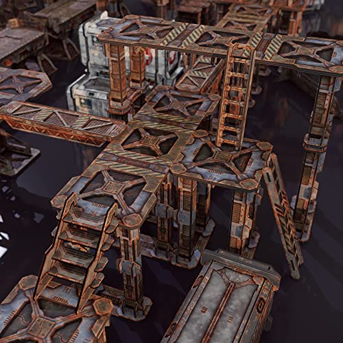 TinkerTurf Sci-Fi Terrain: Industrial Starter Set, Abandoned Theme, Sturdy, Affordable, Great-Looking Full-Color Terrain, Quick and Easy to Assemble, Virtually Limitless Setups - style: Abandoned