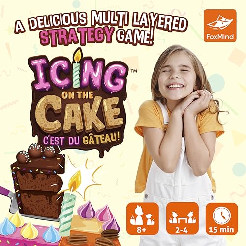 Foxmind Icing On The Cake Quick Food Board Game, Kids Strategy Board Games for Ages 8 and Above, 15 Minute Kids Board Games for Two Players or More, Fun Family Night Board Game