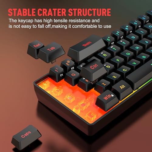 Snpurdiri 60% Wireless Gaming Keyboard and Mouse Combo, Include 2.4G Small Mini 60% Merchanical Feel Keyboard, Ergonomic Design Vertical Feel Wireless Mouse | Include Small Mini 60 Percent Keyboard, Ergonomic Design Vertical Feel Wireless Mouse - color: B