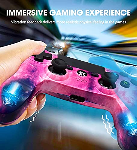 Wireless Controller for PS4, Controller for Sony PlayStation 4, Double Shock 6-Axis Motion Sensor, Sensitive Touch Pad, Built-in Speaker & Stereo Headphone Jack, Compatible with PlayStation 4/Pro/Slim - color: Pink