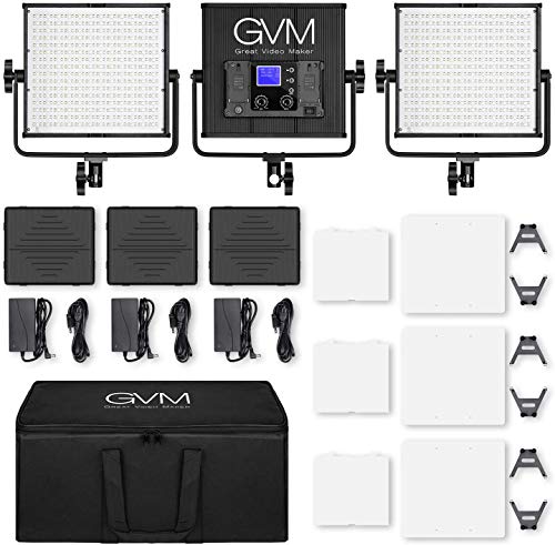 GVM RGB Video Lights with APP Control, 50W Full Color Studio Video Lighting Kit, Led Video Lights for YouTube Photography Lighting, 3 Packs Led Light Panel, Aluminum Alloy Shell, 3200K-5600K - size: 50RS3L