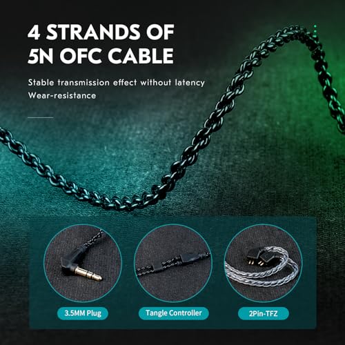 CCZ BC01 PRO in Ear Monitor Headphones, 1BA 1DD Hybrid Driver Wired Gaming Earbuds, Deep Bass Sound Wired Ear buds, HiFi IEM for Gaming Video Calling Singer Musician Drummer DJ (with mic, Dark Black) - color: Dark Black, style: with mic