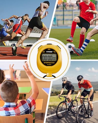 TPNEG Simple Stopwatch Timer - Easy to Use, Set Up, Read, and Carry - Large Display - On/Off, AAA Battery - Ideal for Coaches, Track and Field, Soccer Referees, Sports, Classroom - color: Yellow
