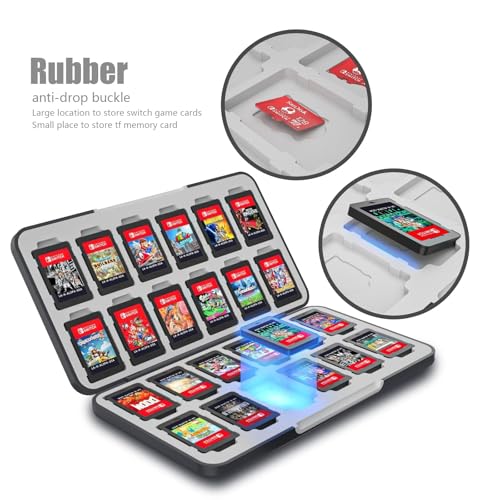 NANANINO Switch Game Case 24 Slots, Hard Shell Game Card Holder with Magnetic Closure, Portable Waterproof Switch Game Storage for Switch OLED, Lite & Switch 2 Travel Carry - color: Astronaut