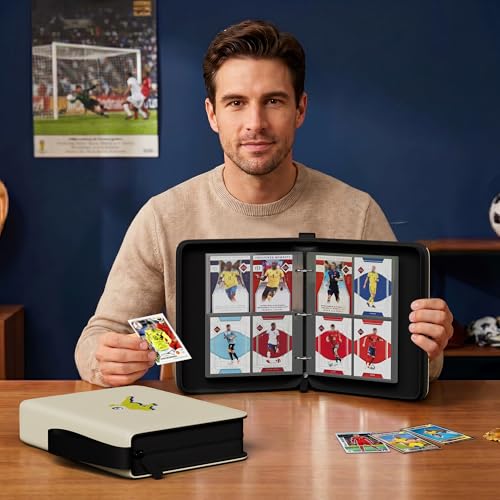 Kabinka 4-Pocket Soccer Card Binder, 2025-2026 Soccer Trading Cards Binder Fits 400 Cards with 50 Removable Double-Sided Sleeves, Waterproof PU Card Albums for Soccer Fans - color: Soccer-2, size: 4 Pocket 400