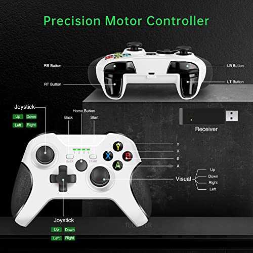 TECTINTER XB1 Controller Wireless, 2.4GHZ Game Controller Compatible with XB/One S/One X/One Series X/S/Elite/PC Windows 7/8/10/PS3, Built-in Dual Vibra - color: Premium White