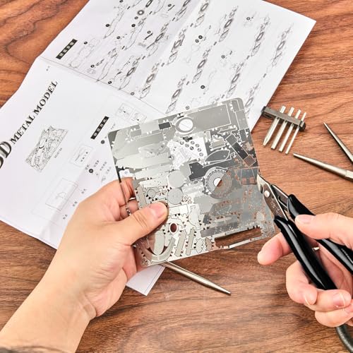 honoson 10 Pcs Metal Earth Tool Kit Pliers Bending Tools for 3D Metal Model | Flat Nose, Needle Nose & Nozzle Pliers, Tab Edge Cylinder Cone Bending, Fits Metal Jigsaw Puzzle Assembly