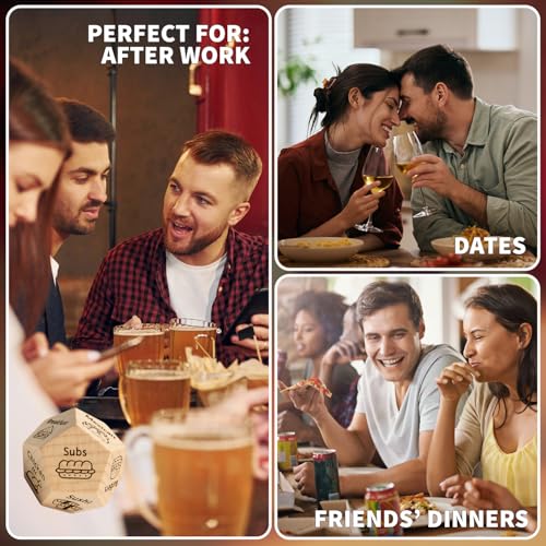 Food Dice, 12-Sided Dinner Decision Dice for Date Night Couples | Choose meals, restaurants or takeout with every roll; great gift for him, her, couples, birthdays & holidays. - style: Food Dice